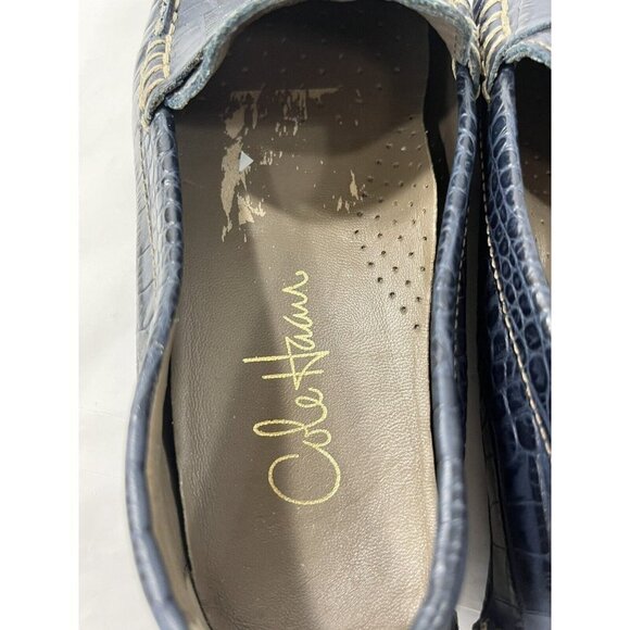 Cole Haan Womens Flats Trillby Driver Penny Loafer Croc Embossed Blue 5 - Picture 6 of 14